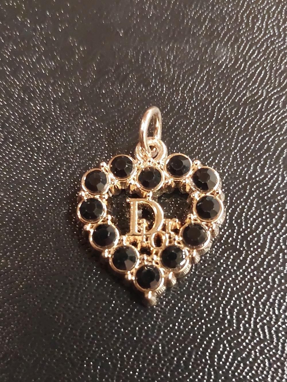 CD Gold and Black Crystal Heart Charm Pendant
